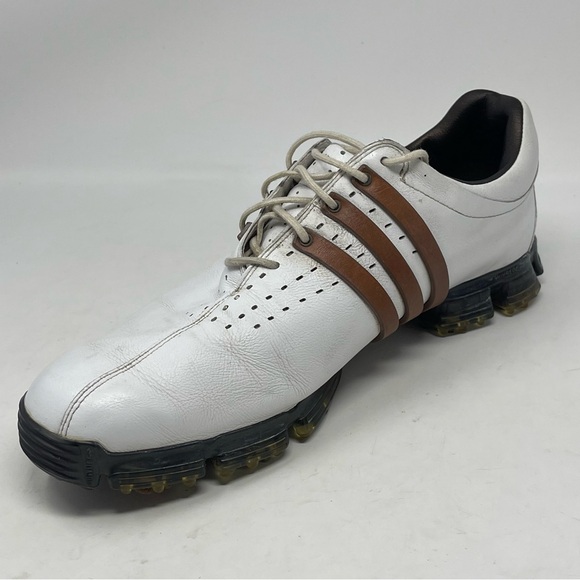 Adidas Tour 360 LTD Golf Shoes Mens 10.5 White Brown Leather Soft Spikes Lace Up - Picture 8 of 16